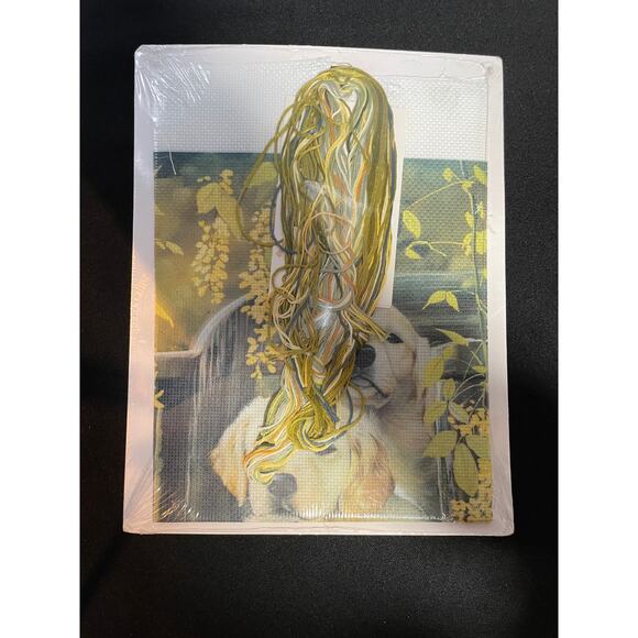 Embellished Counted Cross Stitch, Golden Labrador Retriever Puppies. - Picture 3 of 9